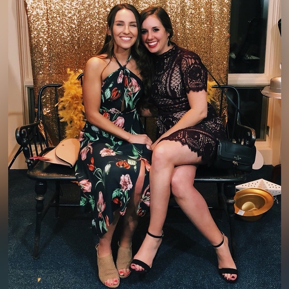 ASTR the Label Luciana Black Floral Print Wrap Midi Dress - Picture 5 of 5